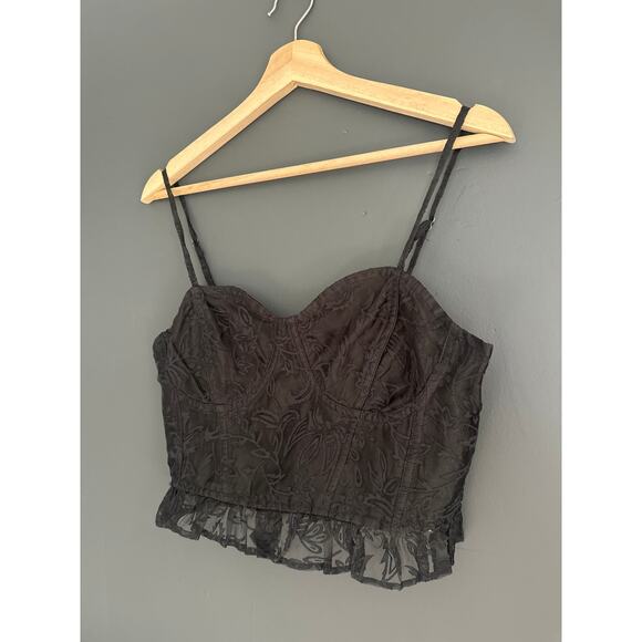 Free People Now or Never Black Lace Corset Bustier Top Bralette Size Medium - Picture 4 of 9